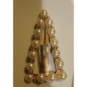 White Beaded Gold Hair Clip